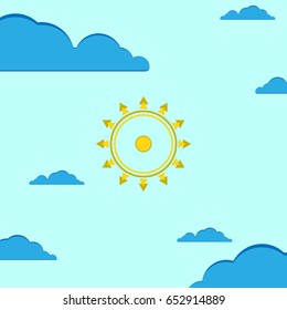 Sunny weather, cloudy. Vector illustration. Sun and cloud weather icon. Symbols and icons of weather topic.
