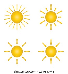 Sunny weather icon, sun icon set. Vector illustration, flat design.