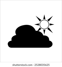 Icono de Clima soleado. Nubes gruesas con el sol. Icono de Vector nublado del día