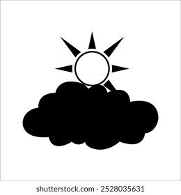 sunny weather icon. Thick clouds with the Sun. Cloudy Day vector icon