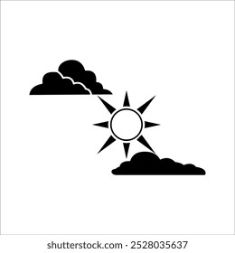 sunny weather icon. Thick clouds with the Sun. Cloudy Day vector icon