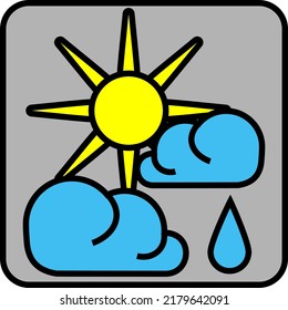 Sunny weather with rain, illustration, vector on a white background.