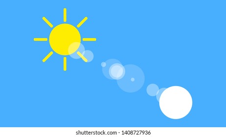 Sunny weather sign icon on blue background. Yellow sun illustration