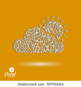 Sunny weather stylized icon Ã¢?? meteorology pictogram created from floral pattern. Summer cloud with a shining sun, graphic design element.