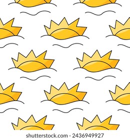 Sunny weather. Summer seamless pattern. Warm bright background. Sun rays and clouds. Hand drawn vector illustration. wallpaper abstract texture print ornament fabric paper fashion