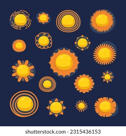 sunny weather sun elements hand drawn collection