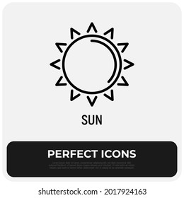 Sunny weather, sunlight thin line icon. Vector illustration.