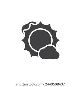 Sunny weather vector icon. filled flat sign for mobile concept and web design. Bright sun and cloud glyph icon. Symbol, logo illustration. Vector graphics