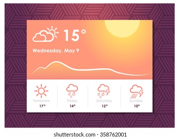 Sunny Weather Widget. UI Element. Weather Forecast