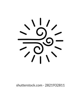 Sunny Wind Gust Outline Icon for Summer Breeze Weather and Climate Forecast