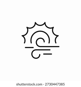 Vector de signo de icono soleado y ventoso