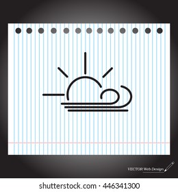 Sunny, windy, sky icon.