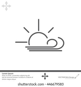 Sunny, windy, sky icon.