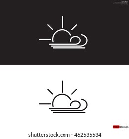 Sunny, windy, sky icon.