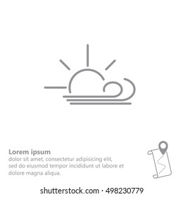 Sunny, windy, sky icon.