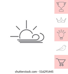 Sunny, windy, sky icon.