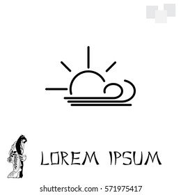 Sunny, windy, sky icon.