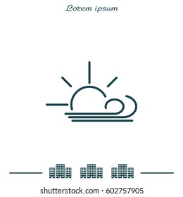 Sunny, windy, sky icon.