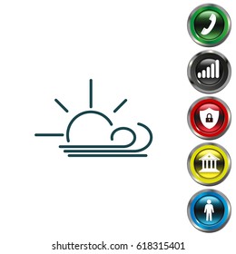 Sunny, windy, sky icon.