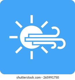 Sunny, windy, sky icon vector image. Can also be used for weather, forecast, season, climate, meteorology. Suitable for web apps, mobile apps and print media.