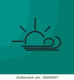 Sunny, windy, sky icon vector image. Can also be used for weather, forecast, season, climate, meteorology. Suitable for web apps, mobile apps and print media