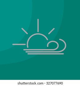 Sunny, windy, sky icon vector image. Can also be used for weather, forecast, season, climate, meteorology. Suitable for web apps, mobile apps and print media