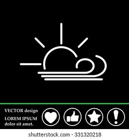 Sunny, windy, sky icon vector image. Can also be used for weather, forecast, season, climate, meteorology. Suitable for web apps, mobile apps and print media
