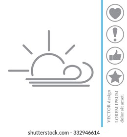 Sunny, windy, sky icon vector image. Can also be used for weather, forecast, season, climate, meteorology. Suitable for web apps, mobile apps and print media