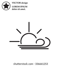 Sunny, windy, sky icon vector image