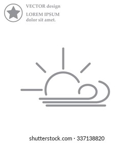 Sunny, windy, sky icon vector image. 