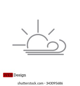 Sunny, windy, sky icon vector image. Can also be used for weather, forecast, season, climate, meteorology. Suitable for web apps, mobile apps and print media