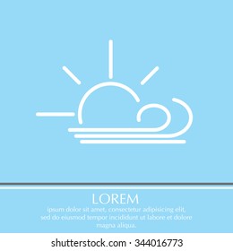 Sunny, windy, sky icon vector image. Can also be used for weather, forecast, season, climate, meteorology. Suitable for web apps, mobile apps and print media