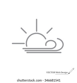 Sunny, windy, sky icon vector image. Can also be used for weather, forecast, season, climate, meteorology. Suitable for web apps, mobile apps and print media
