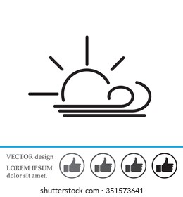Sunny, windy, sky icon vector image. Can also be used for weather, forecast, season, climate, meteorology. Suitable for web apps, mobile apps and print media