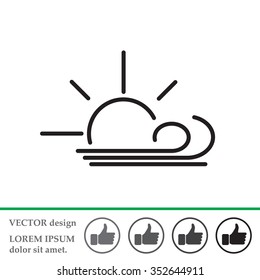 Sunny, windy, sky icon vector image. Can also be used for weather, forecast, season, climate, meteorology. Suitable for web apps, mobile apps and print media