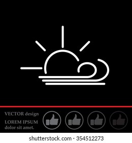 Sunny, windy, sky icon vector image. Can also be used for weather, forecast, season, climate, meteorology. Suitable for web apps, mobile apps and print media