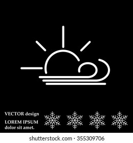 Sunny, windy, sky icon vector image. Can also be used for weather, forecast, season, climate, meteorology. Suitable for web apps, mobile apps and print media