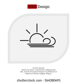 Sunny, windy, sky icon vector image. Can also be used for weather, forecast, season, climate, meteorology. Suitable for web apps, mobile apps and print media