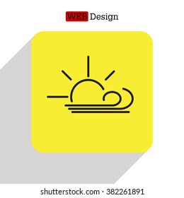 Sunny, windy, sky icon vector image. Can also be used for weather, forecast, season, climate, meteorology. Suitable for web apps, mobile apps and print media
