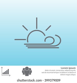 Sunny, windy, sky icon vector image. Can also be used for weather, forecast, season, climate, meteorology. Suitable for web apps, mobile apps and print media