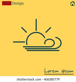 Sunny, windy, sky icon vector image. Can also be used for weather, forecast, season, climate, meteorology. Suitable for web apps, mobile apps and print media