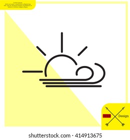 Sunny, windy, sky icon vector image. Can also be used for weather, forecast, season, climate, meteorology. Suitable for web apps, mobile apps and print media