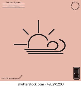 Sunny, windy, sky icon vector image. Can also be used for weather, forecast, season, climate, meteorology. Suitable for web apps, mobile apps and print media
