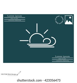 Sunny, windy, sky icon vector image.