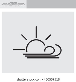 Sunny, windy, sky icon vector image. Can also be used for weather, forecast, season, climate, meteorology. Suitable for web apps, mobile apps and print media