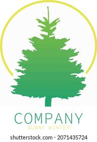 Vector de diseño de logotipo de invierno soleado. Logo del árbol de aves. Logotipo de la naturaleza