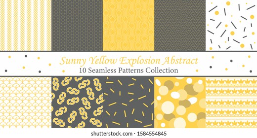 Sunny Yellow Explosion Set of 10 Seamless Patterns, Great for For Backgrounds, Wallpapers, Fabrics and many more Designs