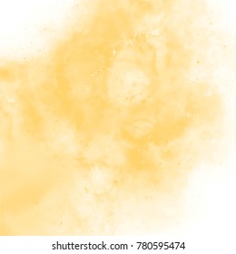sunny yellow watercolor cloud pattern with little spots and cracks on white background, vector illustration