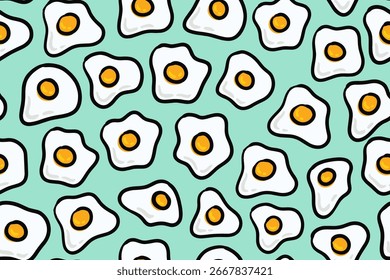 Lado de sol para cima Ovo frito padrão sem costura.  