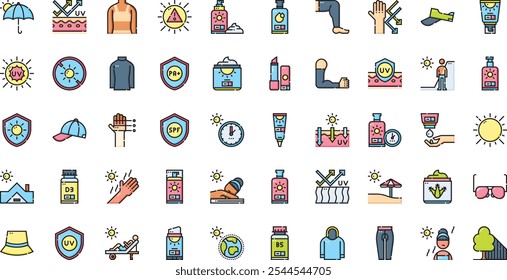 Sunprotection icons High-Quality Vector Icons Collection with Editable Stroke. Ideal for Professional and Creative Projects.